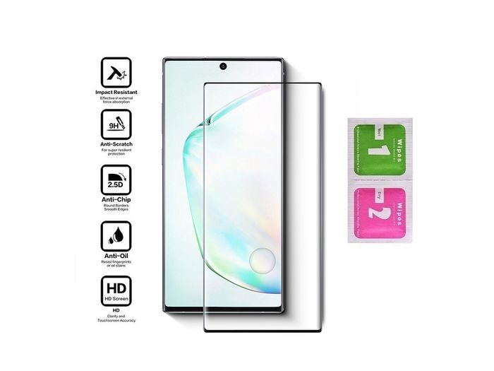 Samsung Galaxy Note 10+ Plus Tempered Glass 9D Curved Screen Full Coverage - FHT12SMTGF