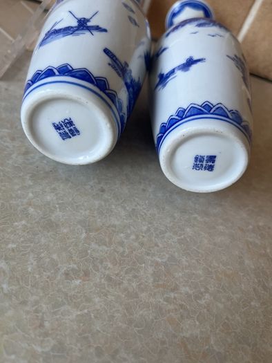 Chinese Pair Eggshell Porcelain Colbalt Blue/ White Elegant Vases
