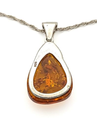Vintage 925 Sterling Silver & Natural Baltic Amber Necklace