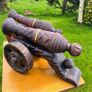 vintage large carved wooden cannons Image 4