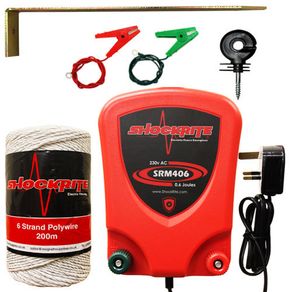 Mains Electric Fencer White Polywire Kit SRM406