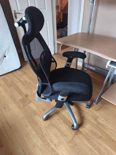swivel chair and computer desk