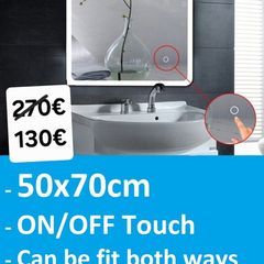 LED Bathroom Mirror 50x70cm Touch Switch Cold Bright Light Makeup Vanity Ensuite