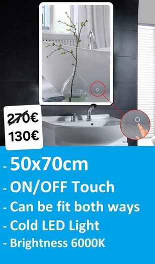 LED Bathroom Mirrors Selection Clock Speakers Bluetooth Demister Antifog Wi-Fi Weather Station Makeup
