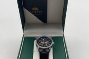 Majesty Skeleton Automatic Mechanical Moonphase Watch Black Leather
