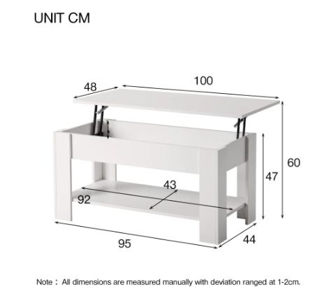 BRAND NEW Lift Top Coffee Table with Hidden Compartment and Storage Shelf Rising Table Top for Living Room