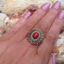 Antique 18 ct Gold Coral and Pearl Ring and Earrings Image 5