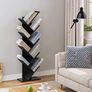 Black Tree Bookshelf, Kids Wooden Bookcase, Rustic Industrial Cube Bookshelves, Slim Tall Book Stand, Free Standing Book Shelf Image 3