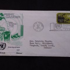 United Nations Stamps : Fight Cancer , Early Detection Saves Lives , First Day Cover - 1970