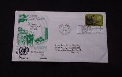 United Nations Stamps : Fight Cancer , Early Detection Saves Lives , First Day Cover - 1970