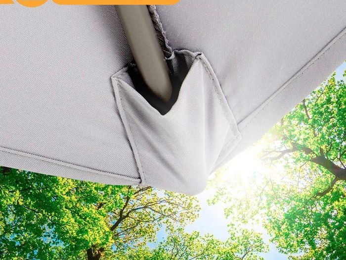 2.7M Grey Parasol Garden Umbrella Sun Shading | Water Repellent Polyester (UV 30)| Easy to Open and Close Crank Mechanism (FREE POSTAGE)