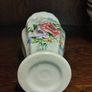 Vintage Style Floral Vase with Gold Trim Cottage Garden Decor Image 3