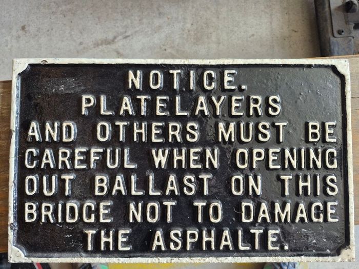 Rare Original Railway Platelayers Cast Iron Notice Sign