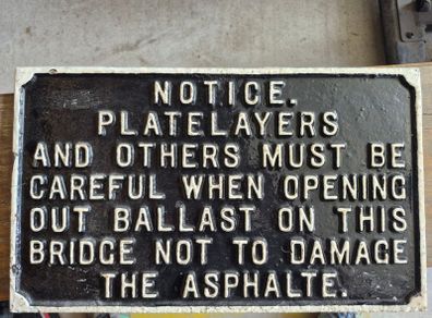 Rare Original Railway Platelayers Cast Iron Notice Sign