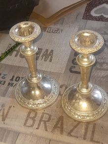 Vintage Pair of Silver Plates Candlesticks Postage Available or Collection