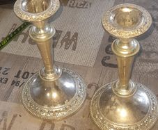 Vintage Pair of Silver Plates Candlesticks Postage Available or Collection
