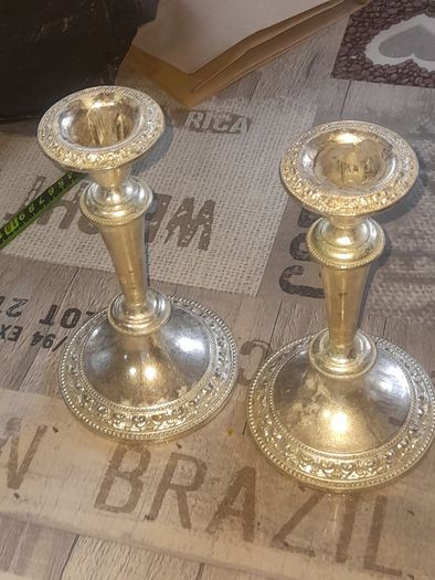 Vintage Pair of Silver Plates Candlesticks Postage Available or Collection