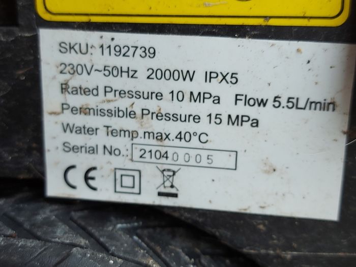 ROK Powertools Powerwasher, 2000W IP x 5, Rated Pressure 10MPa, 5.5l per min, working great and in excellent condition