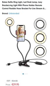 Aurora Flex LED Ring Light & Phone Holder Clip