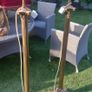 Pair of v heavy Corinthinian lamp stands fully working, tall, Irish, D18 Image 2
