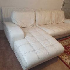 Leather white corner sofa
