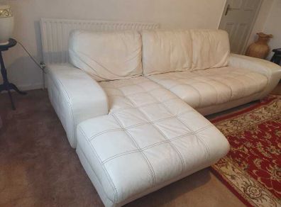 Leather white corner sofa