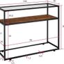 Console Table with Glass Top, 100 x 41 x 80.5 cm, Table with 2 Shelves, Industrial Style, Side Table for Living Room, Hallway, Wood, Black Metal Frame Image 4