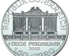 The 2022 Austrian Philharmonic 1 oz silver coin is a popular European bullion coin struck by the Austrian Mint in \(.999\) fine silver