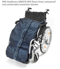Fleece lined waterproof cocoon with zip for wheelchair warm and cosy. covers from waist & all lower body and feet. A complet game changed for colder or wet days. Protects from wind also.