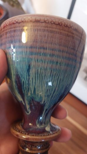 Wonderful Single Studio Art Pottery Goblet by Martin Branch Lyre Pottery, Cloncorban, Rossmore, Clonakilty, West Cork in a Fabulous Colourful Variegated Glaze. # Two