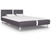 Bed Frame Grey Faux Leather 135x190 cm