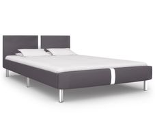 Bed Frame Grey Faux Leather 135x190 cm