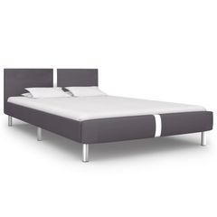 Bed Frame Grey Faux Leather 135x190 cm