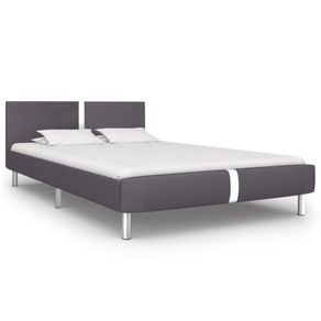 Bed Frame Grey Faux Leather 135x190 cm
