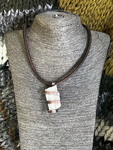 Raw Pennsylvanian Quartz Bound in Copper on Leather necklace