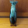 Fabulous Donut Shaped Bulgarian Pottery Bottle in Brown with Mint Green Drip Glaze Image 3