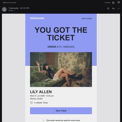 Lily Allen Ticket 3 Arena 1st July