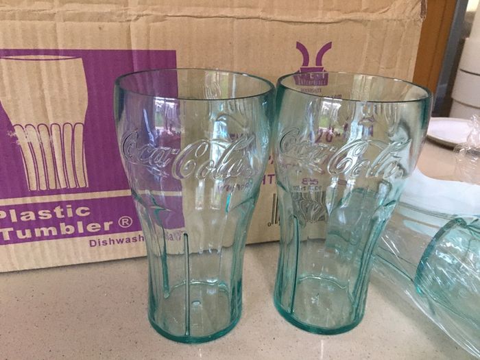 Coca Cola Glasses hard  Plastic Contour Style American Market Large
