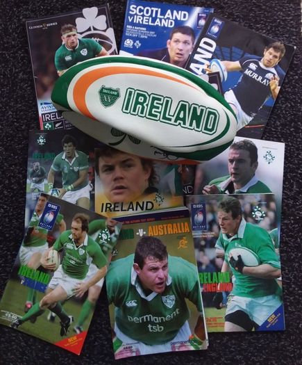 Brian O'Driscoll Signed Rugby Ball , Former Ireland and Leinster , Rugby Union Player , with Some Programmes