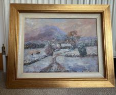 Winter landscape oil painting