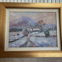 Winter landscape oil painting