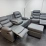 Roma Dark Grey Leather Recliner Sofa Set + Footstool Image 5
