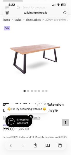 EZLiving Oak Dining/Kitchen Table and Bench