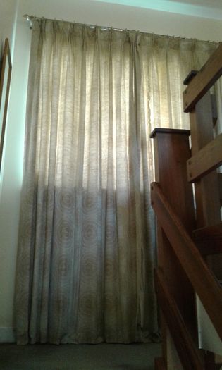 Vintage 70's Beige Brocade Curtains.