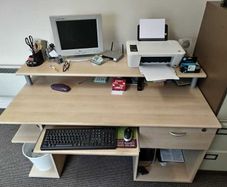 Wooden Office Desk For The Professional Person - Lots Of Space For Your Laptop Desktop Printer Scanner Phones Office Stationary etc