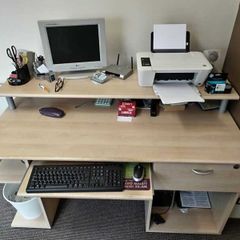 Wooden Office Desk For The Professional Person - Lots Of Space For Your Laptop Desktop Printer Scanner Phones Office Stationary etc