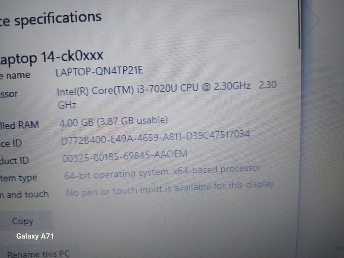 HP Laptop, 14 inch Red, Intel Core i3-7020 CPU 2.3GHz, 4GB Ram, Windows 10, Microsoft Edge, Chrome, and VLC