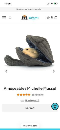New JELLYCAT Amuseable Michelle Mussel RETIRED