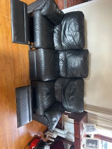 Black leather sofa. Good condition, just needs a bit of a clean