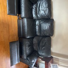 Black leather sofa. Good condition, just needs a bit of a clean